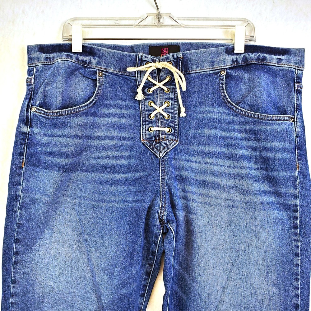 No Boundaries Jeans Blue Lace Up Front Boot/Flare Leg Juniors Size 21 (XXXL)